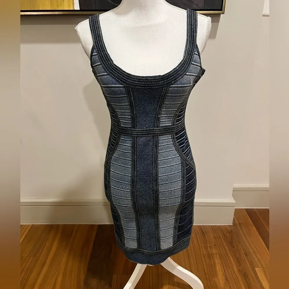 Authentic Herve Leger denim bandage dress size small ￼ - Picture 2 of 9